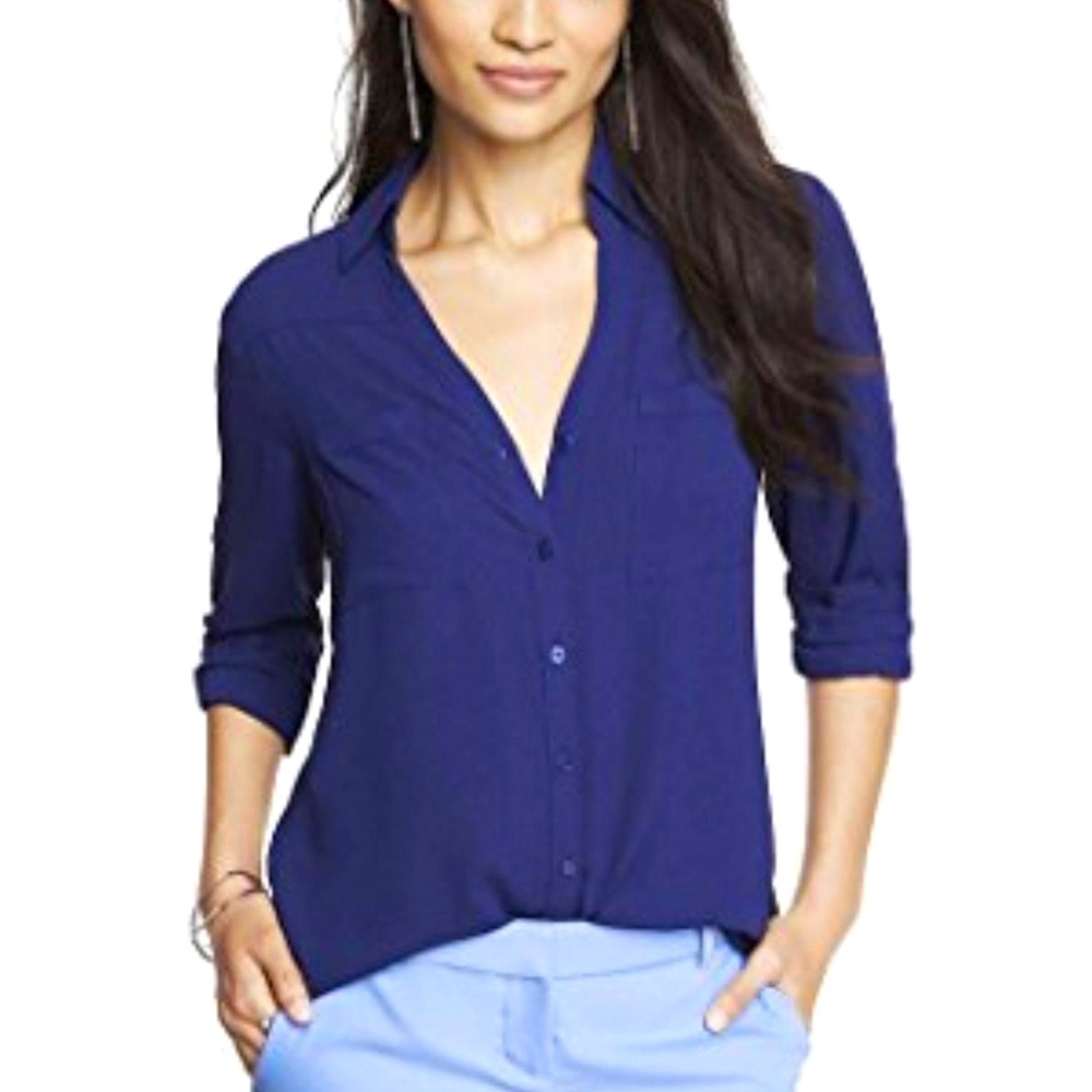 Women's Blue Button-Up Shirt